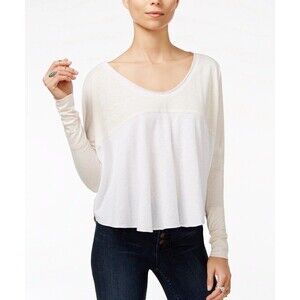Free People Womens Small Ivory Cloud Nine Drapey‎ Boxy Color block Style Top NWT